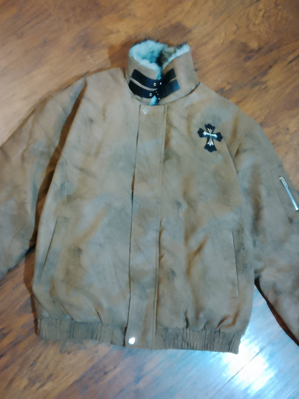 Men's Brown Suede Bomber Jacket